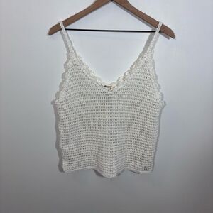 Mo:Vint Crochet Knit White Boho Beachy Tank New With tags Size M/L Cotton